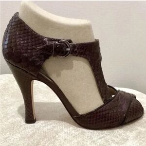 Joan & David Lana Strappy Stiletto Heels Black/Purple Reptile - 6.5M